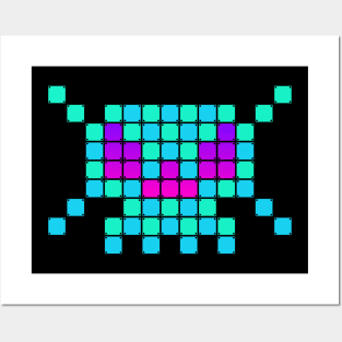 Pixel Skull (Cool Color) Posters and Art